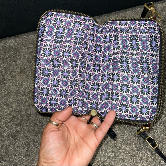 Vera Bradley All In One Burgundy Maroon Quilted Velvet Cross Body Bag - Picture 9 of 12